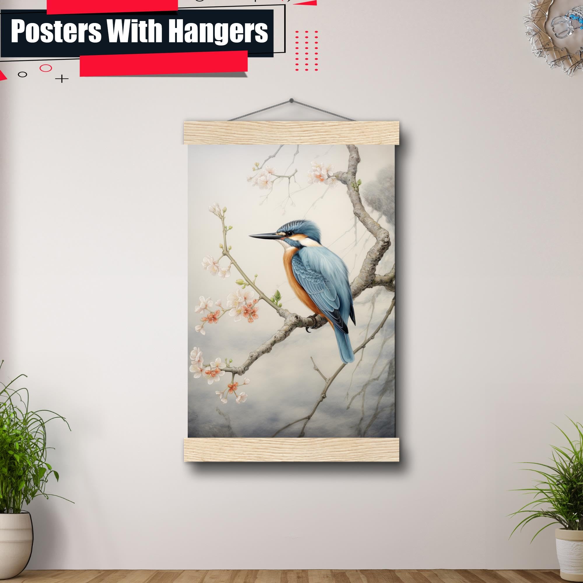 Amazon.com: Kingfisher on a Tree Stump Print, Vintage Japanese Art